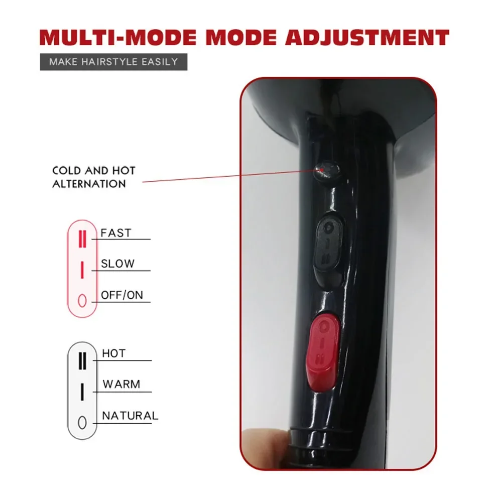 プロのヘアドライヤー,6速,強力な風,低騒音,2つのノズルを備えた軽量ブロワー,17000rpm