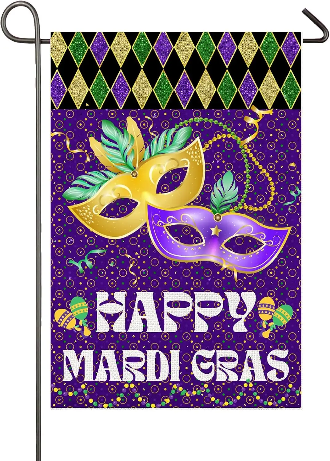 Mardi Gras Garden Flag 12x18 Inch Double Sided Happy Mardi Gras Yard Flags for Outside Decor Mardi Gras Fat Tuesday Carnival yyi