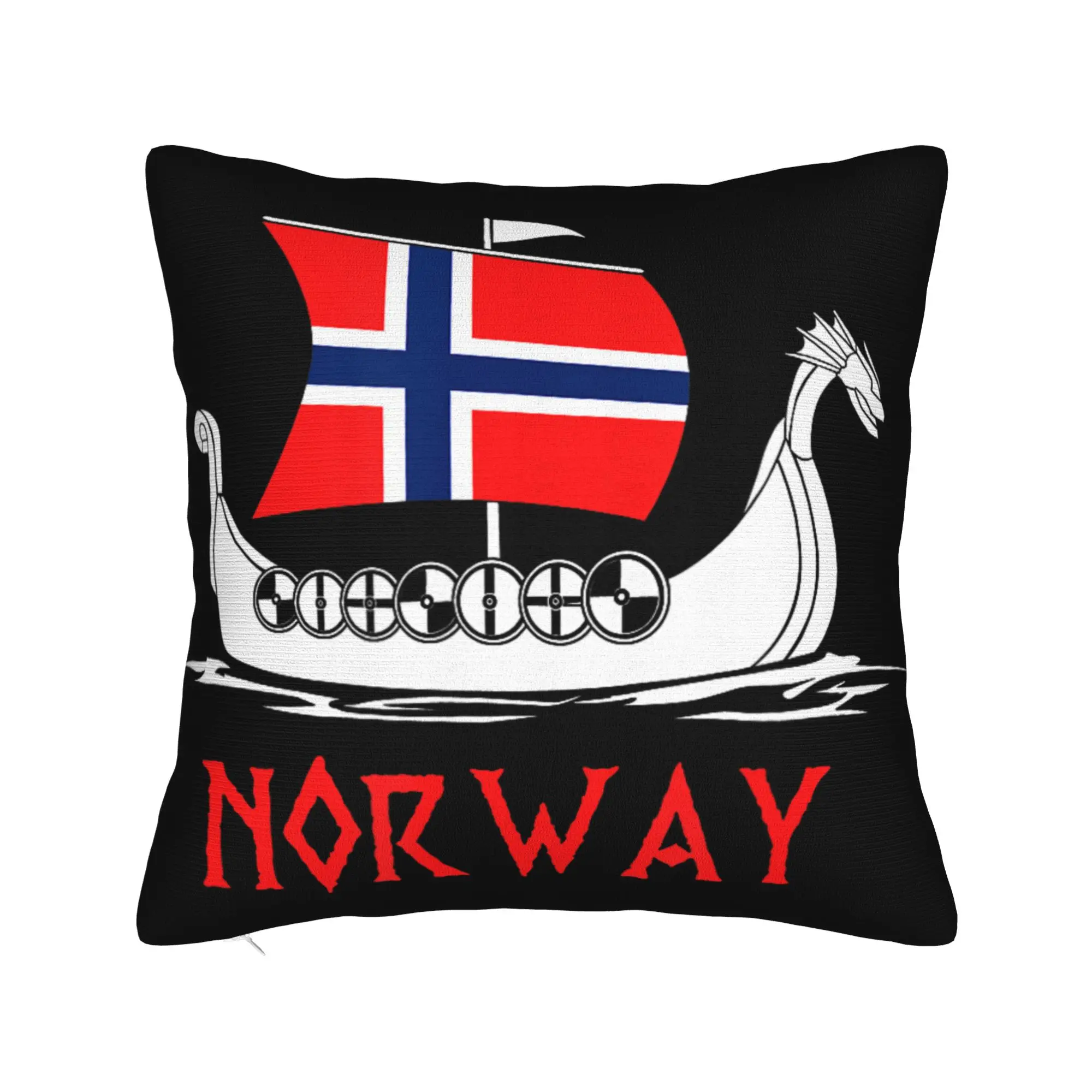 Norwegian Vikinges Ship Flag Boat Norway Pillowcases  Fashion Pillow Case For Living Room Chair Soft Pillow Cover