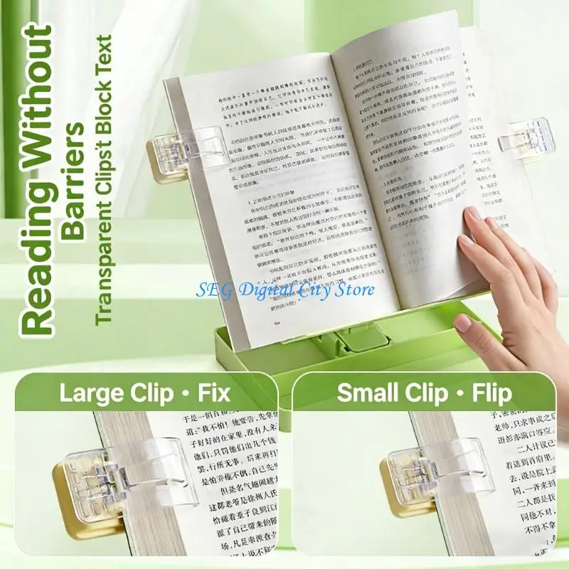U75B Adjustable Reading Stand Folding Textbook Stand with Page Clips for Tablets Book