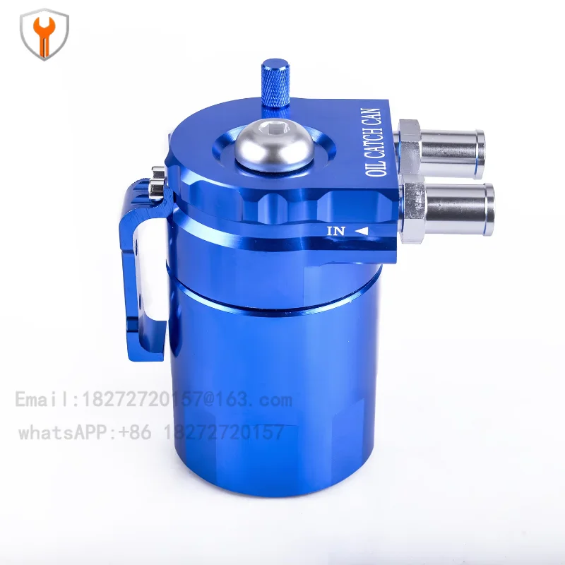 Blue Universal 300ml Aluminum Energy Baffle Oil Collector Tank, Oil Separator Collector with Vent Filter