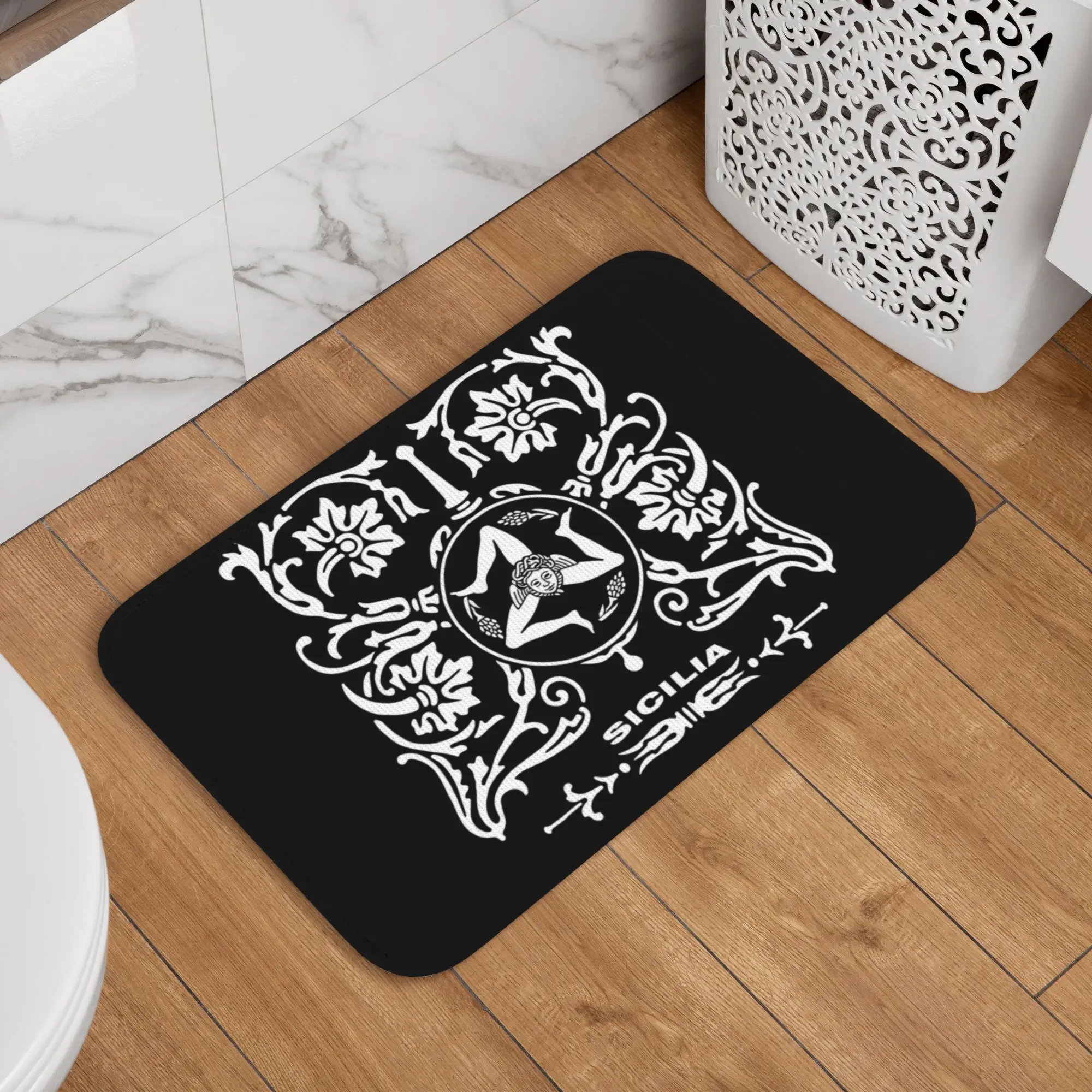 Personalized Sicilia Sicily Love Trinacria Logo Doormat Mat Anti-Slip Sicilian Pride Bathroom Kitchen Toilet Rug Carpet 40*60cm