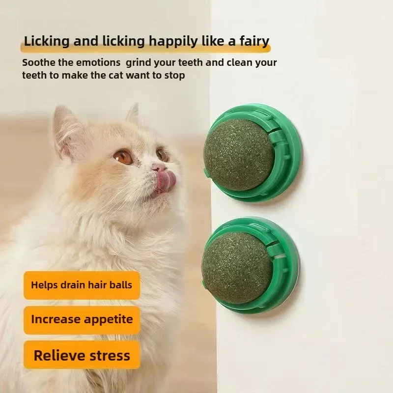 Rotierender Katzenminze-Ball Katzenspielzeug Wandmontiert Selbstspielender Katzenspielzeug zur Langeweilebekämpfung Kaubiskuit Leckspielzeug Interaktives Zubehör