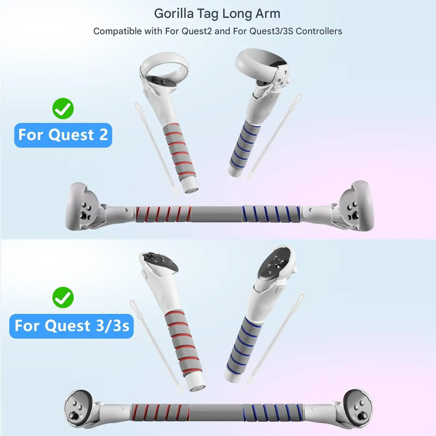المقبض المرفقات لملحقات وحدة التحكم Quest 2/3 علامة VR مقابض الأسلحة الطويلة لـ Meta Quest3/3s Beat Saber Golf Club Baseball