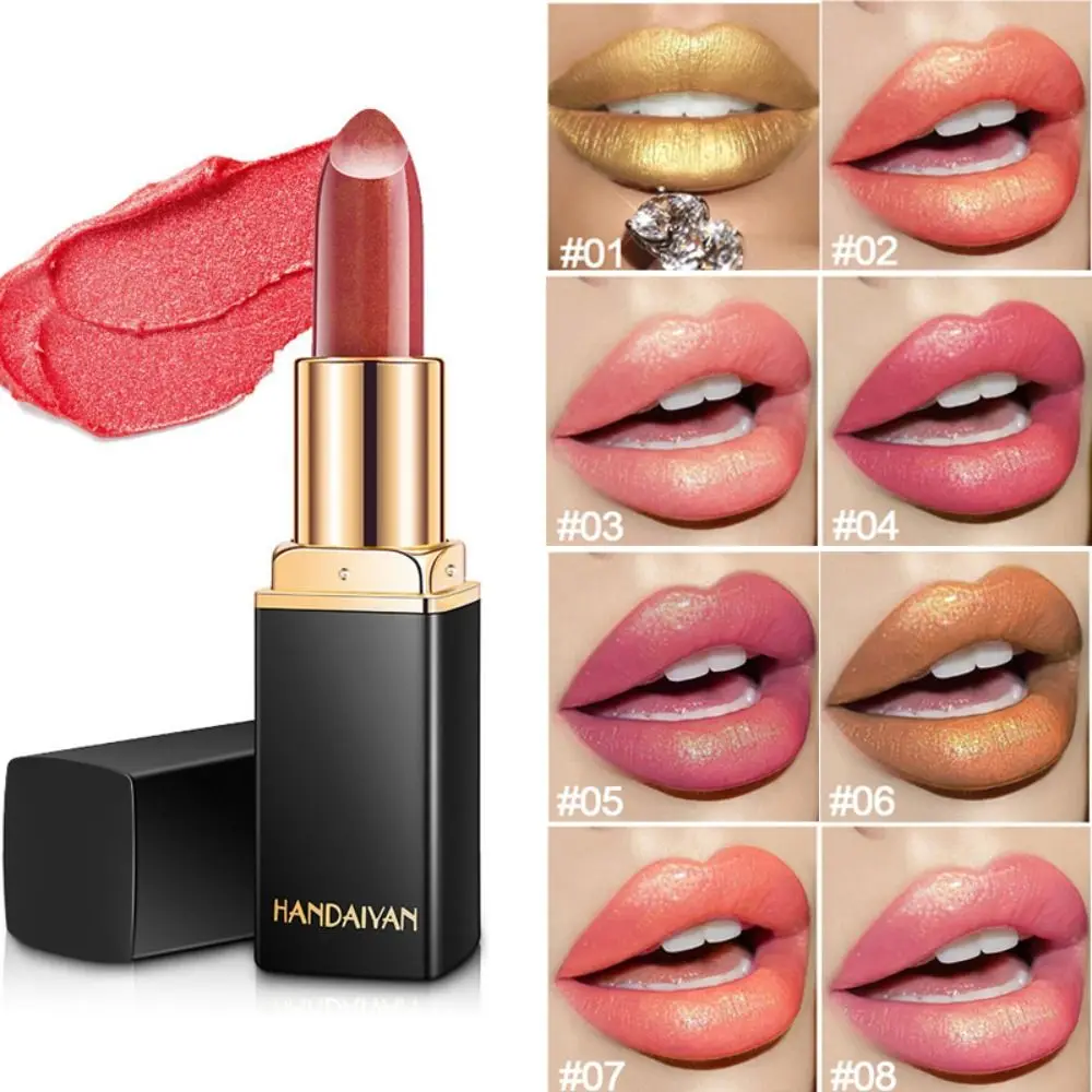 New 9 Colors Golden Glitter Lipstick Change Color Waterproof Matte Velvet Lipstick Non-Fade Long Lasting Lip Gloss Makeup