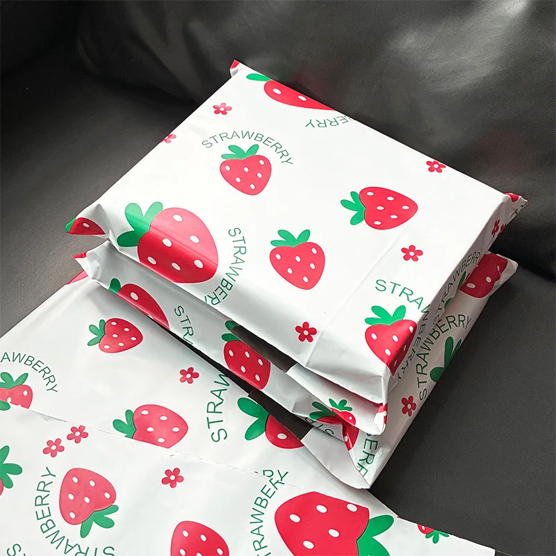 10pcs Cute Strawberry Print Poly Mailers, Shipping Bags,Waterproof Self Seal Mailing Bags For Clothing, Jewelry, Gift Packaging