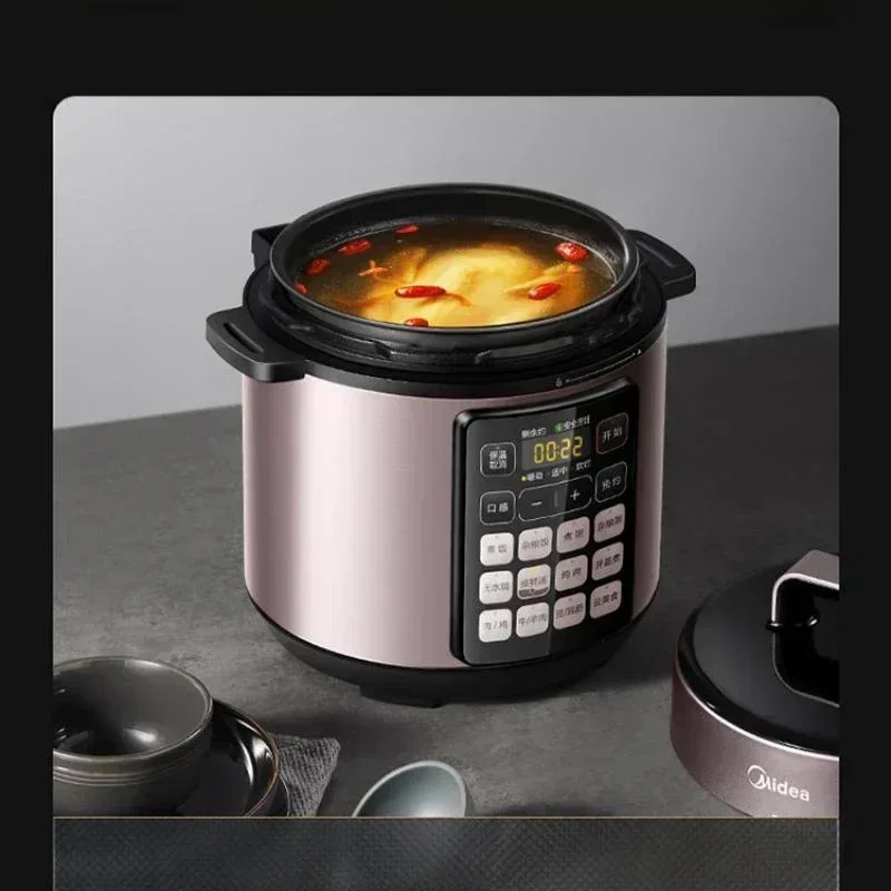 ميديا طنجرة الضغط وعاء داخلي عميق Interlligent 5L جهاز طهي الأرز الكهربائية قدر الضغط العالي الطبخ السريع متعدد الطباخ 800 واط