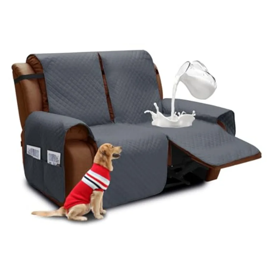 

Water Resistant Recliner Cover 2 seat Recliner Loveseat Covers with Pockets Quilted Thick Recliner Protector Cover for Dog Pets