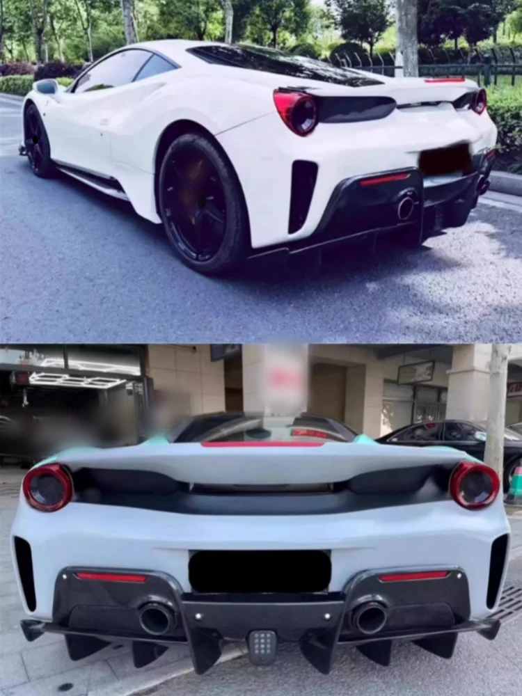 Half carbon fiber Rear bumper Assembly for Ferrari 488 modified Rear surround Tail wing Rear wind vent Car Accessories