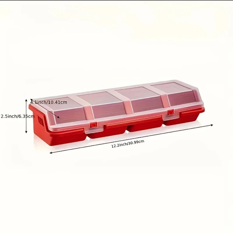 Scatola portaoggetti per parti da 1 pezzo Scatola portaoggetti per viti in plastica con contenitore per parti di attrezzi a 4 scomparti con custodia per display con coperchio