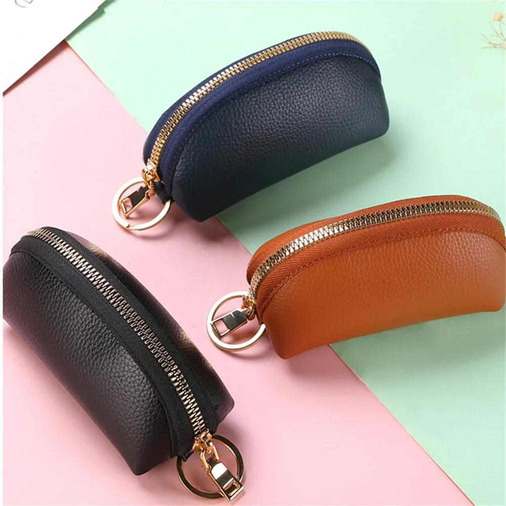 Weiches Leder Schlüsselhalter Organizer Tasche Männer Frauen Autoschlüssel Brieftasche Haus Schlüsselbund Haushälterin Schlüsseletui Reißverschlusstasche Mini Kartentasche