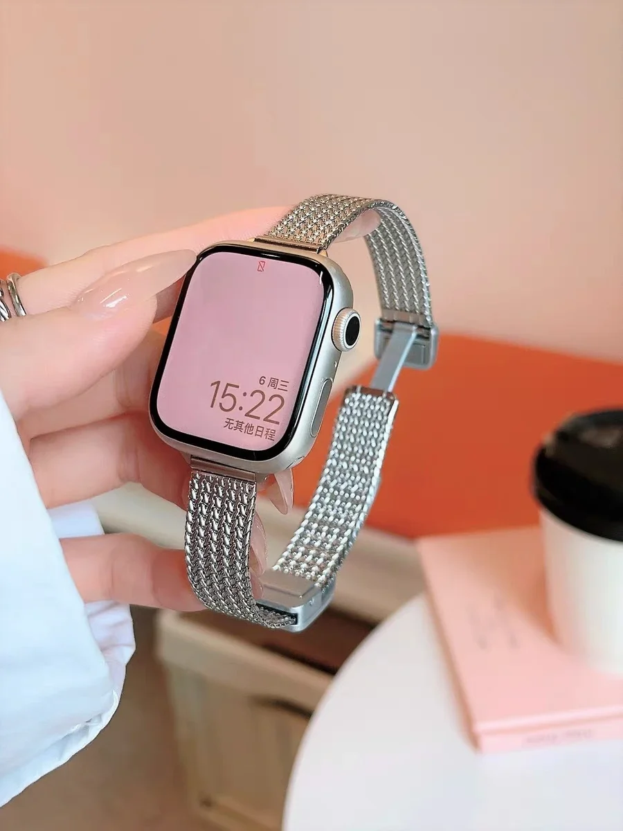 Bracciale magnetico in acciaio inossidabile di moda per cinturino Apple Watch serie 8/7/6/10/9 40mm 41mm 38mm 42mm 44mm 45mm 46mm cinturino