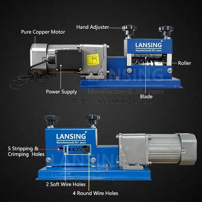 Wmwmnu for Lansing M20-2 Wire Stripping 0.2-20mm Plug Play Portable Scrap Copper Cable Stripper With