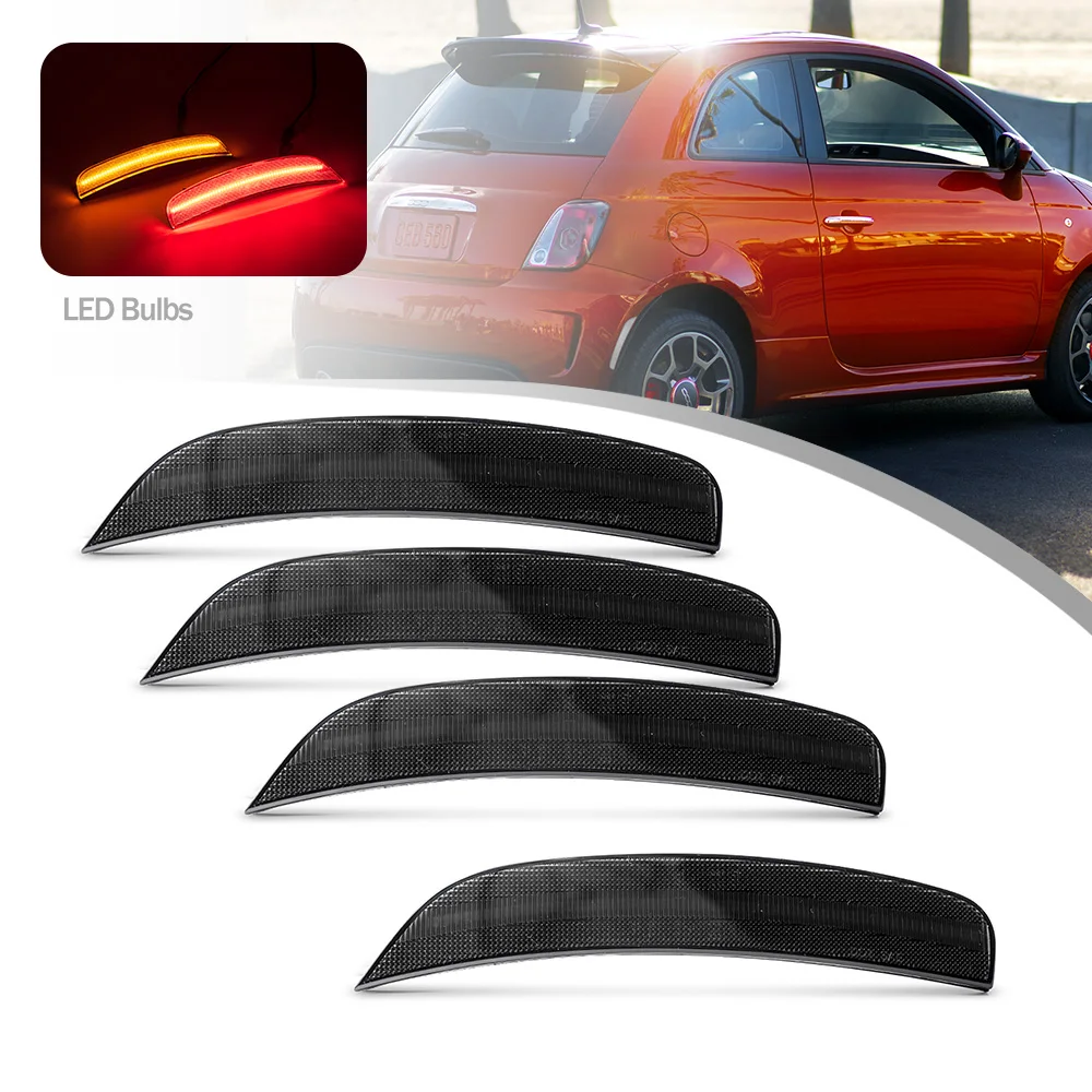 

4Pcs Led Front Amber Turn Sinal Indicator Red Rear Side Marker Lamp Lights For Fiat 500 500E Sports 11 12 13 14 15 16 17 18 19