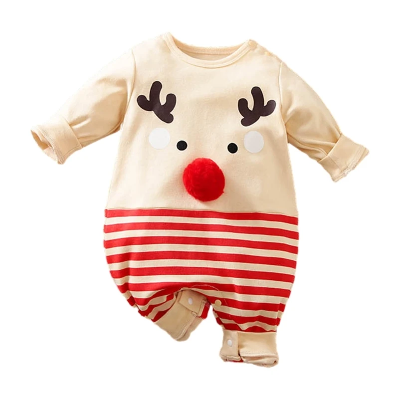 Festive Baby Santa Cosplay Costume Christmas Long Sleeved Jumpsuit Infant Romper 0-24M Baby Photography Outfit Partywear