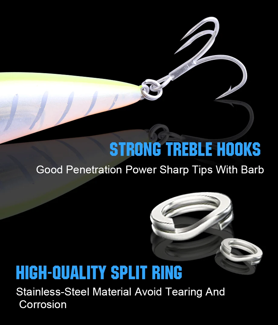 FJORD 90mm 31g Laser Miracle Sinking Black Minnow Hard Triple Hook Meerwasser Salzwasser SwimBait Künstliche Pesca Angelköder – Detail 6