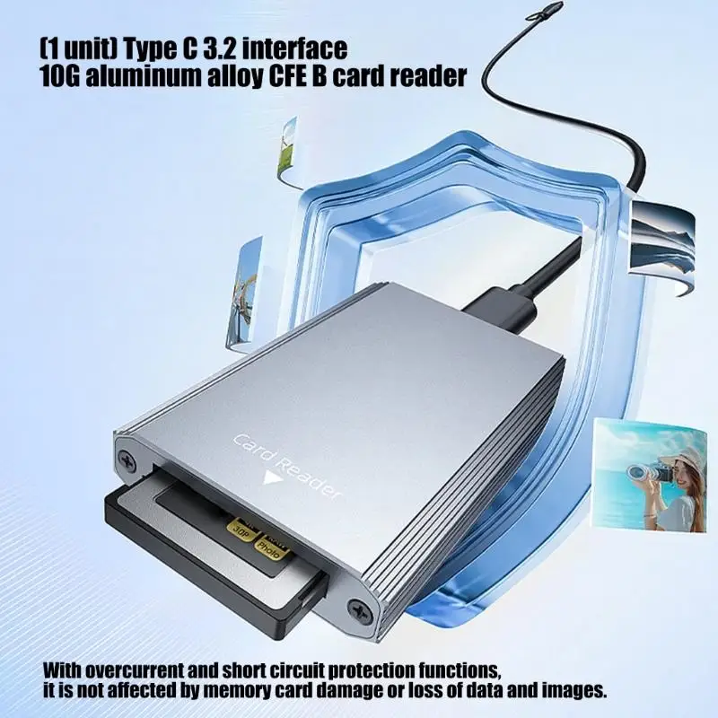 

Y1UB USB 3.2 Aluminum CFE B Card Reader 10Gbps Fast Transfer for Mobile Professionals