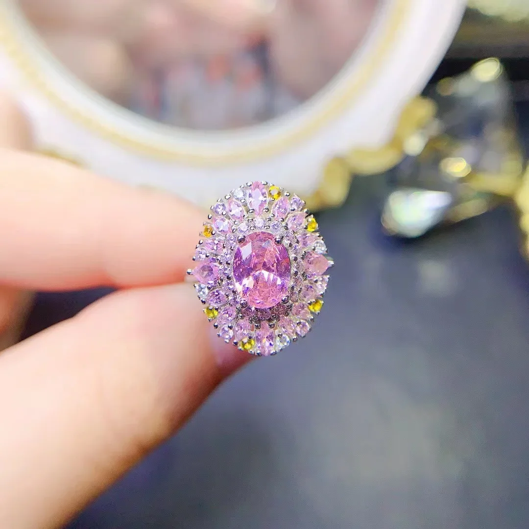 

Кольцо из стерлингового серебра 925 пробы с розовым цирконом, кольцо для подарка для девочек, предложение для женщин, бесплатная доставка