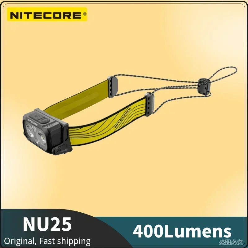 NITECORE NU25  USB-C rechargeable Headlamp 400Lumens  Max throw of 64 meters Beam color White Light, Red Light  For Outdoor