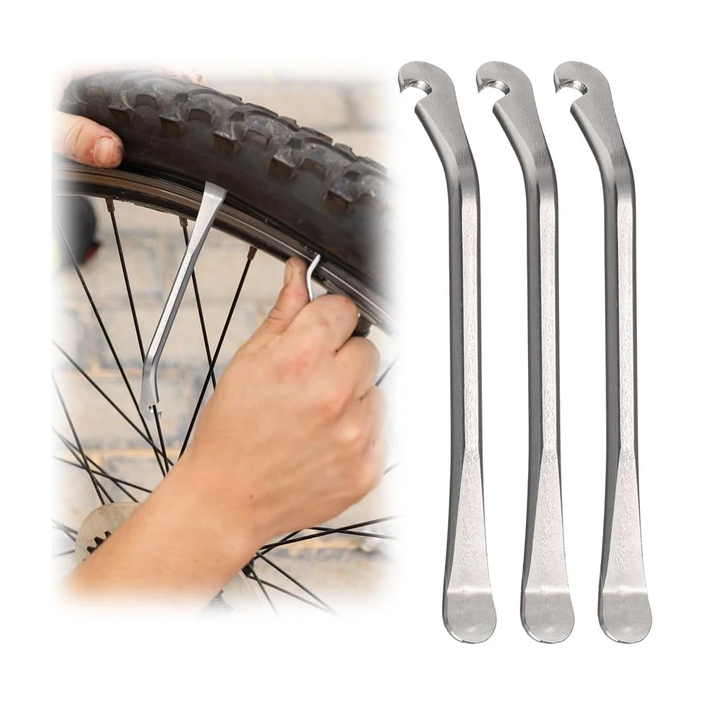 Alavancas para pneus de bicicleta, 3/5 peças, aço inoxidável, para remoção de pneus de bicicleta de montanha e estrada, ferramenta fácil de usar, portátil, durável e resistente à ferrugem.