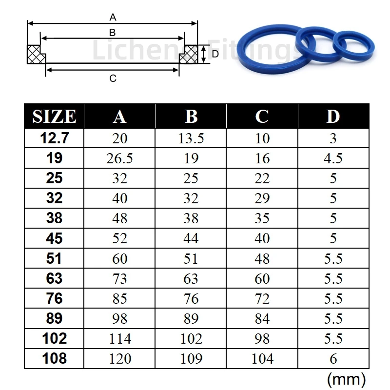 Homebrew Beer Brewing SMS Union Gasket Blue Silicone Seal Ring 19 25 32 38 51 63 76 89 102mm Food Grade Pipe Fitting 5Pcs 10Pc