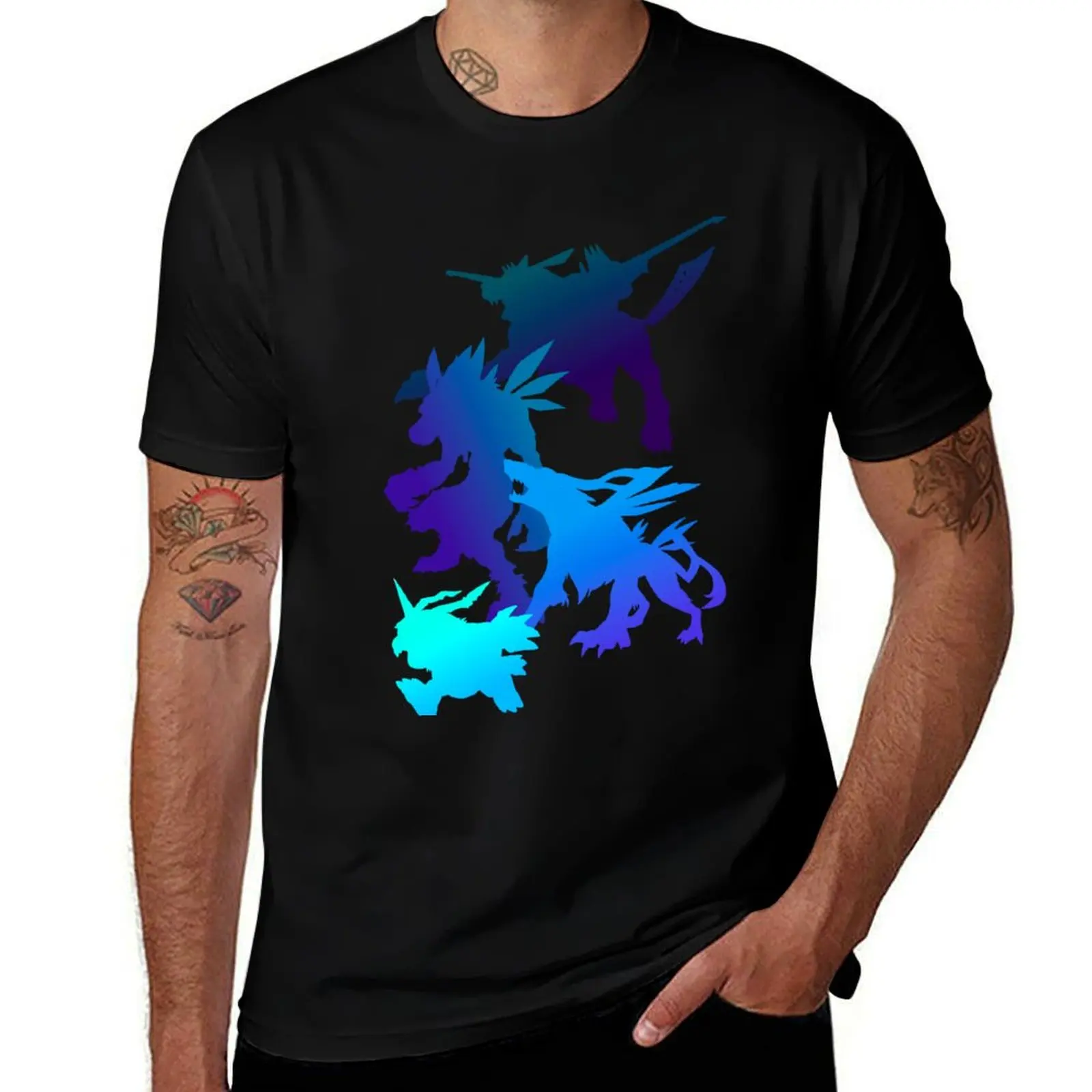 Gabumon Digimon Evolution Silhouette T-Shirt Stain Resistant Casual Tee