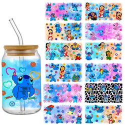 3DPersonalize Cute Disney Stitch Lilo UV DTF Sticker for 16oz Glass Cup Wrap Transfer Sticker Permanent waterproof Self-adhesive