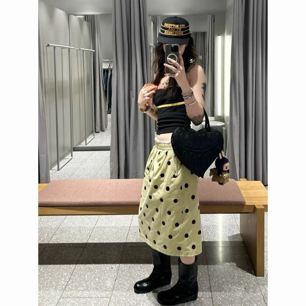 Picture 6: Summer New Yellow Polka Dot Skirt Temperament High Waist Skirt