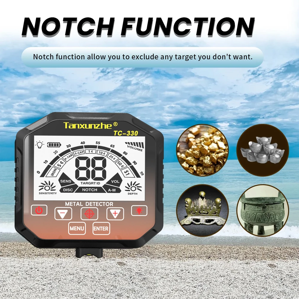 

TC-330 Professional Metal Detector Underground Gold Detector High Accuracy Metal Finder Waterproof Search Coil Seeker Treasure