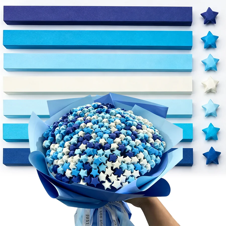 Art Craft Birthday Party - 540 adet Mavi Degrade Origami Yıldız