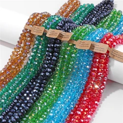 4x6mm 5x8mm Faceted Rondelle Austrian Glass Beads Colorful Transparent Loose Spacer Crystals Bead for Making Bracelet Necklace