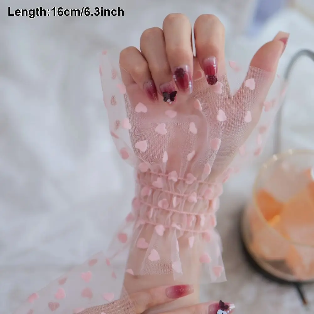 Picture 7: Fashion Accessories Heart Mesh Arm Sleeves Pleated Breathable False Sleeve Cuffs Fake Cuff Nails Photography Studio