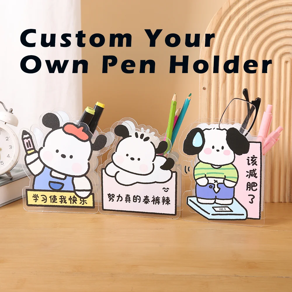 

Customized Office Desktop Display Stand Cartoon Acrylic Pen Holder for Home Decoration Acrylic Pen Organizer