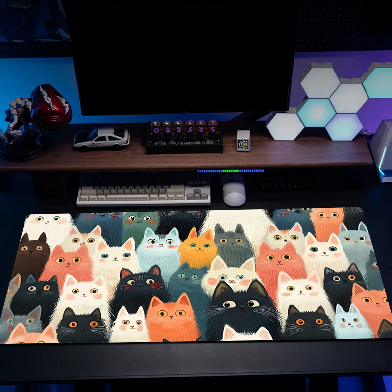 

XXL 90x40cm Cat oversized game mouse pad PC mechanical keyboard Rubber non-slip table mat locking process to enhance durability