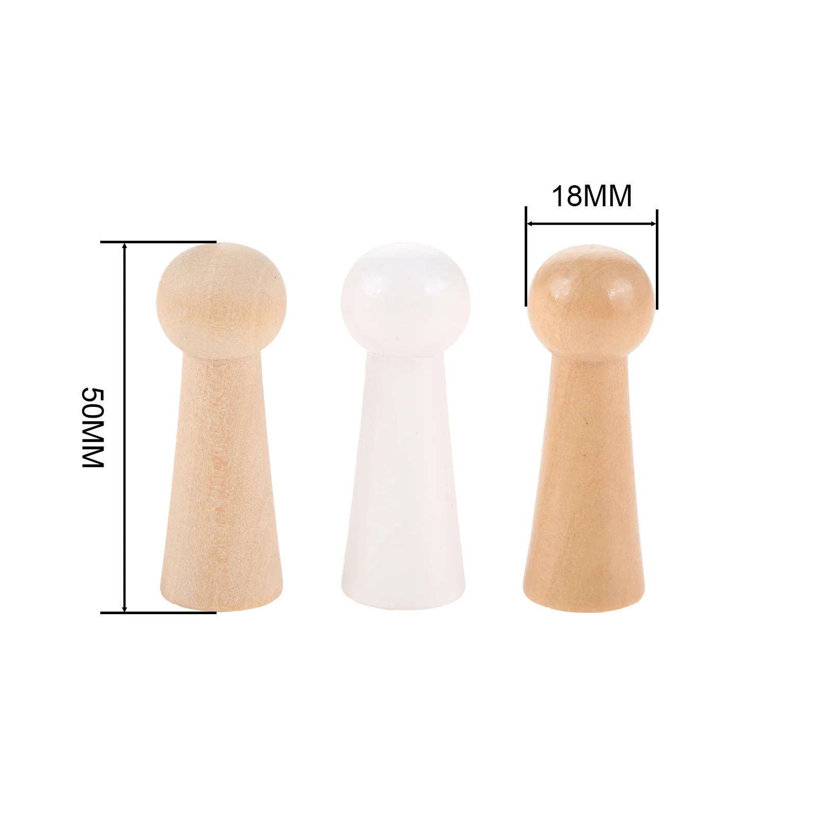 2pcs Wooden Peg Hangers 50mm Simple Doll Shaped Decorative Hanging Coat Handbag Towel Wall Mounted Hooks Rack M3 Hole and Screws