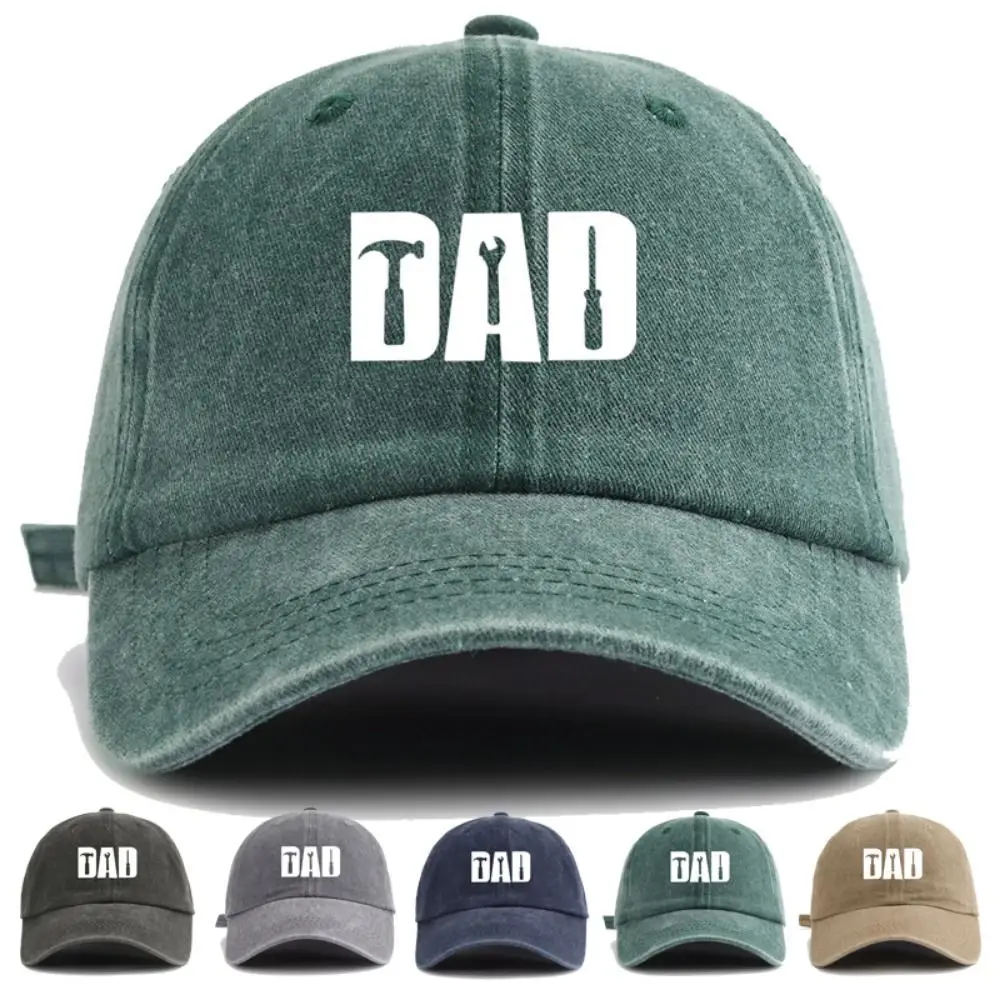 Hammer Wrench Screwdriver Pattern DAD Tool Baseball Hats Cotton Hip-hop Washed Distressed Faded Cap Adjustable