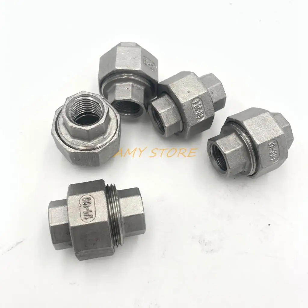 5 قطعة 1/4 "أنبوب سَوِيُّ الضَّغْطِ و الحَرارَة أنثى x NPT 304 الفولاذ المقاوم للصدأ وصلة أنابيب قابلة للطيعة مستقيم الاتحاد coulping F/F