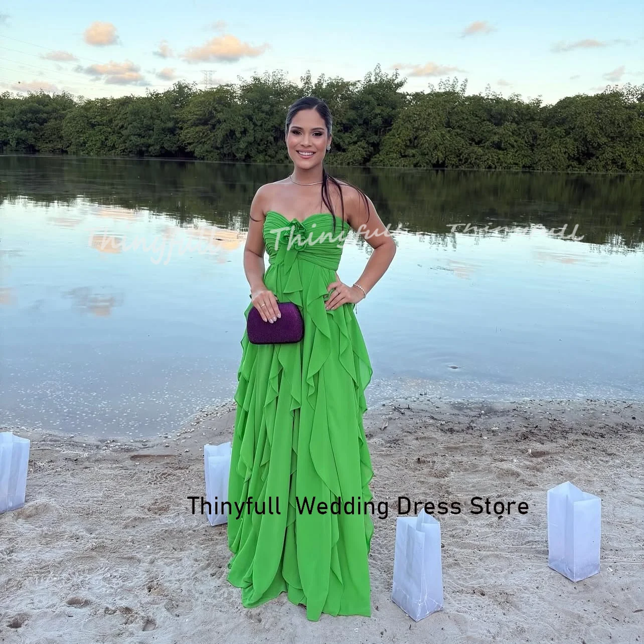 Thinyfull A-line Chiffon 2026 Prom Dress Sleeveless Holiday Style Dress Vestidos De Fiesta Elegantes Robe De Soirée Customized