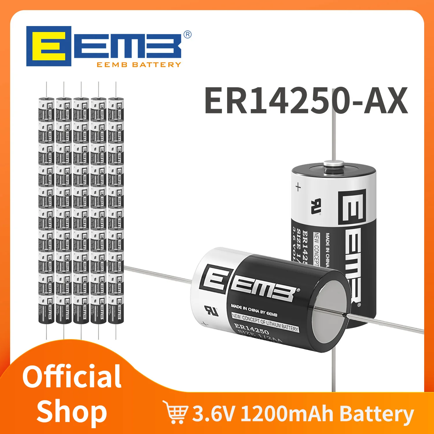 EEMB ER14250-AX 3,6 V 1/2 AA bateria z AX Pin bateria litowa 14250 1200 mAh baterie do licznika wody/gazu alarm czujnik okna