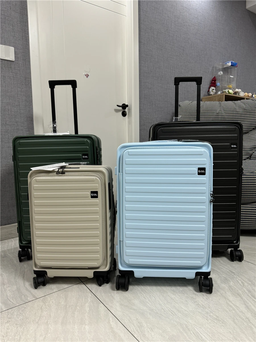 

High Quali Japanese Sle Expandable Suitcase Faionable Trendy Wheel Brake Handle Front Opening Travel Bag with Lo