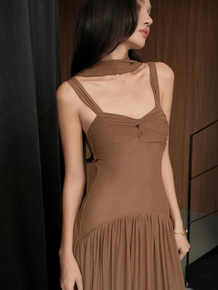 

Aenyrst Customized Evening Dresses Woman Elegant Brown Simply Draped Formal Occasion Dresses Strapless 2025فساتين سهرة