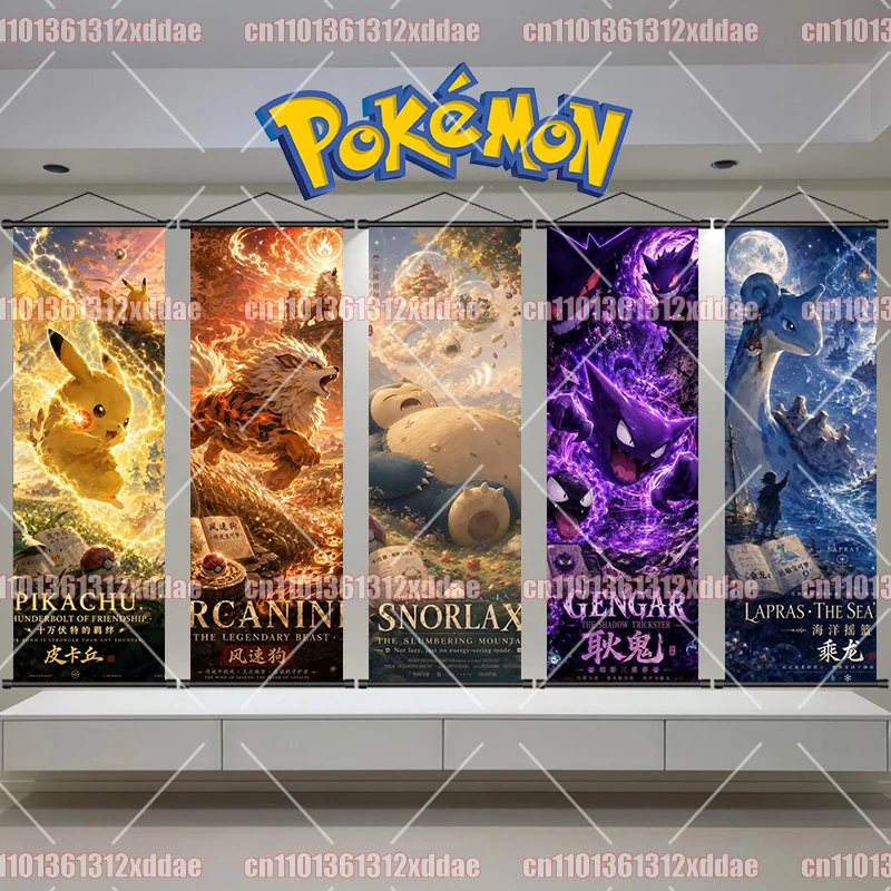 High-quality Pokémon Anime Scroll Art ARceus Darkrai Gyarados Eevee Arcanine Snorlax Ampharos Art Poster Children's Holiday Gift - view 2