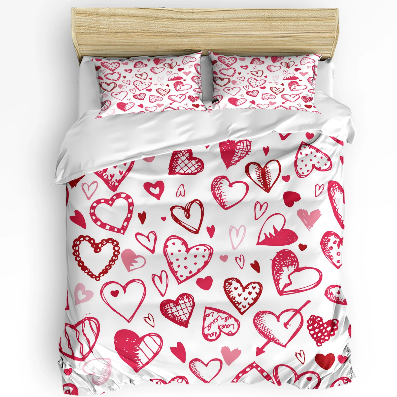 Heart Love Bedding Set 3pcs Boys Girls Duvet Cover Pillowcase Kids Adult Quilt Cover Double Bed Set Home Textile