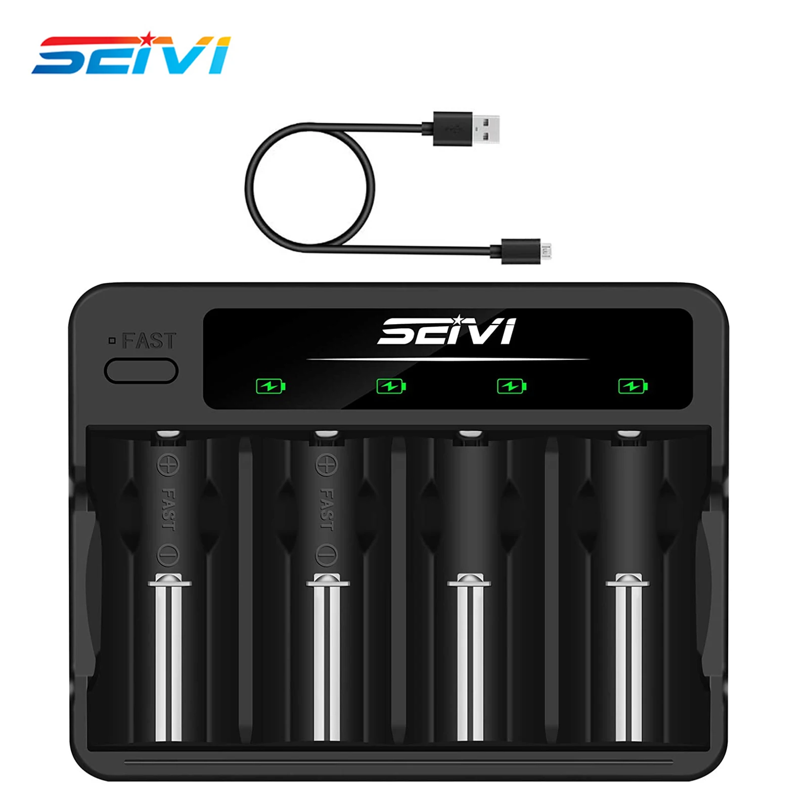 4 Slots Battery Chargerr for NiMH NiCD C D AA AAA Rechargeable Batteries with LED Indicator and Overcharge Prevention Function