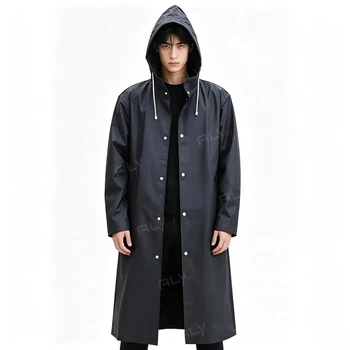 Disposable EVA Raincoat Unisex Hooded Waterproof Long Rain Coat Black Outdoor Hiking Camping Fishing Travel Wear For Men Women 2 Disposable EVA Raincoat Unisex Hooded Waterproof Long Rain Coat Black Outdoor Hiking Camping Fishing Travel Wear For Men Women 2