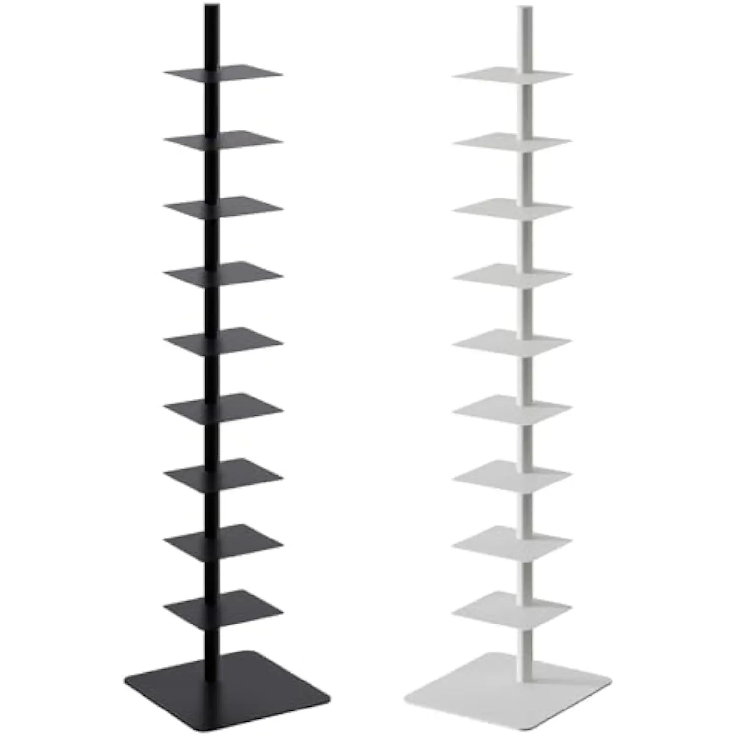 

9-Tier Metal Spine Bookshelf - Ideal for Small Spaces, Multipurpose Vertical Tower for Books, Tall & Narrow Ladder Bookcase, Pe