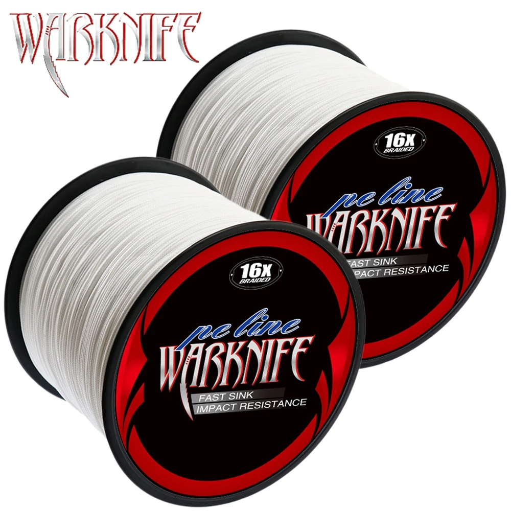 Warknife 16 Strands 100M - 2000M Hollow Core PE Braid Extreme Japan Braided Fishing Line 20LBs-500LBs Fishing Assist Line White