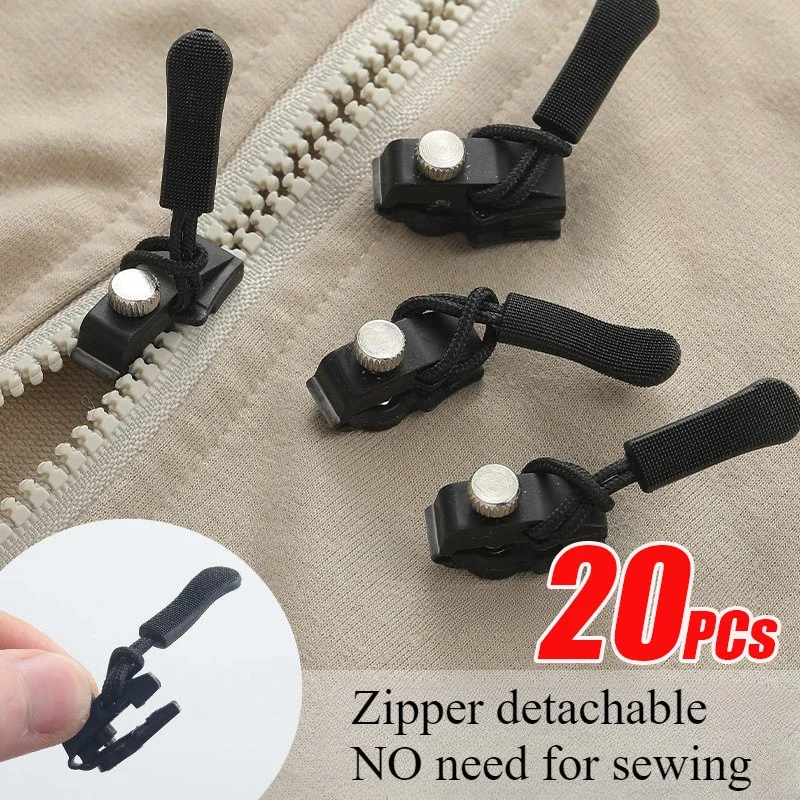 2-20PCs Universal Zipper Repair Kit Quick Instant Detachable Head Replacement Zipper Slider Pull for Jacket Bags Free Sewing