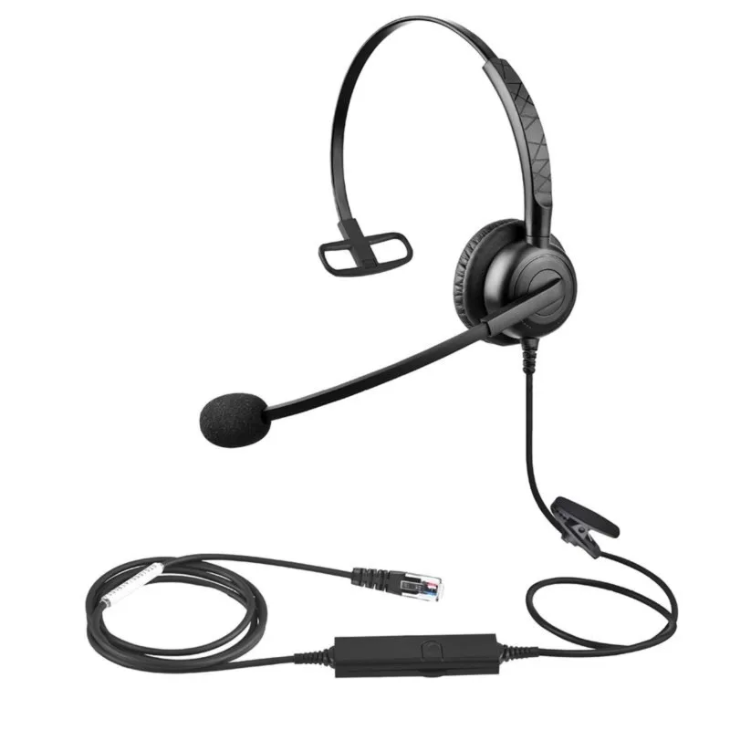 Super Sale Wired Landline Phone Customer Service Single-Sided Headset Adjustable Operator Dedicated Headphones RJ Connector
