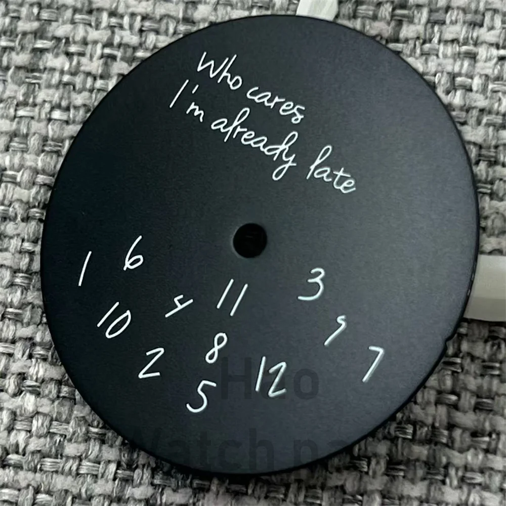 29 مللي متر نص إبداعي أسود أبيض ساعة بقرص "من يهتم أواخر بالفعل" تناسب حركة NH35A NH36 ETA PT5000 Miyota8215